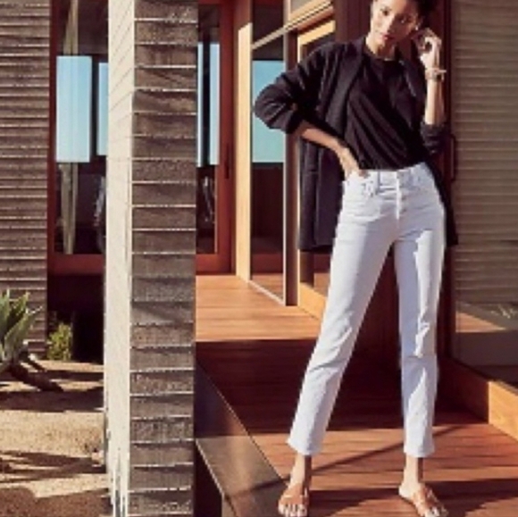 J. Crew White 10" Vintage Straight Raw Hem Cropped Button Fly Jeans - Size 30 - Picture 1 of 16